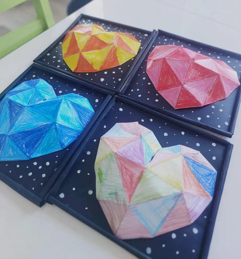 Heart artwork made of triangles