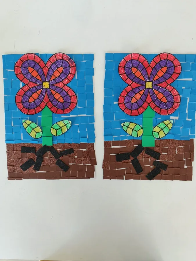 A flower made with paper mosaic