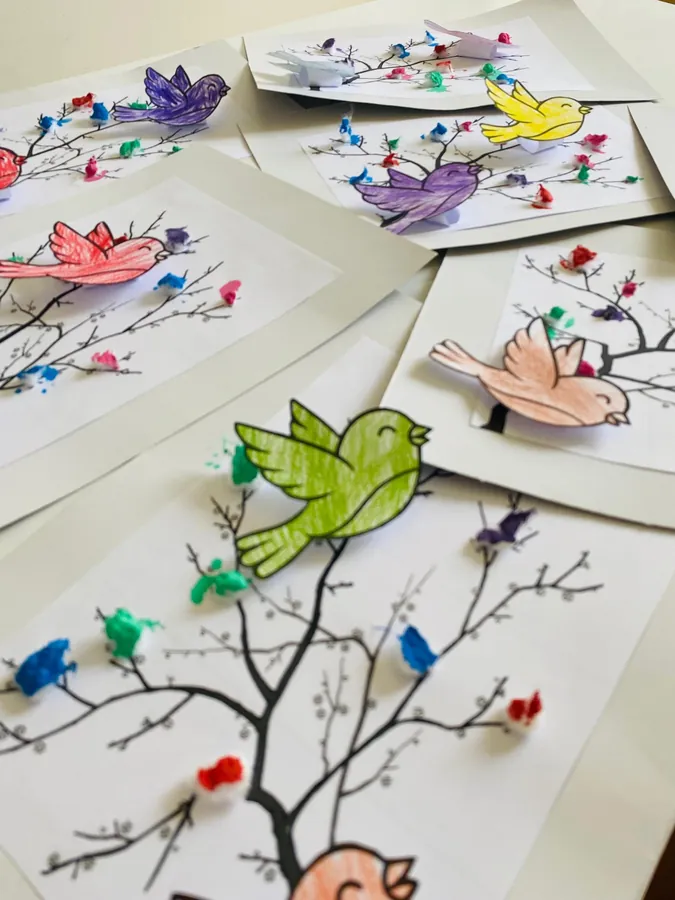Birds on a branch artwork