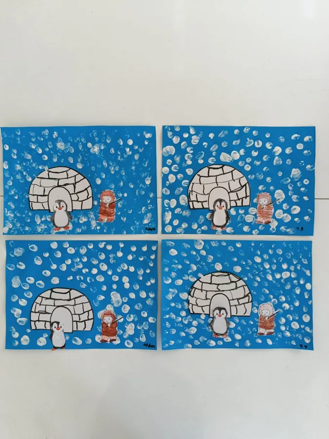 Pictures of snow igloos and penguins