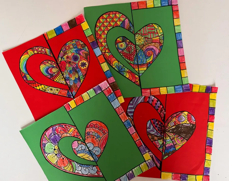 Patterned heart artwork