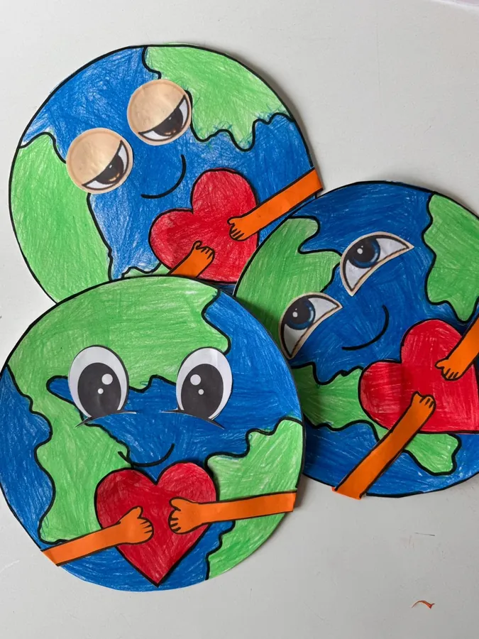 Artwork of the world hugging a heart