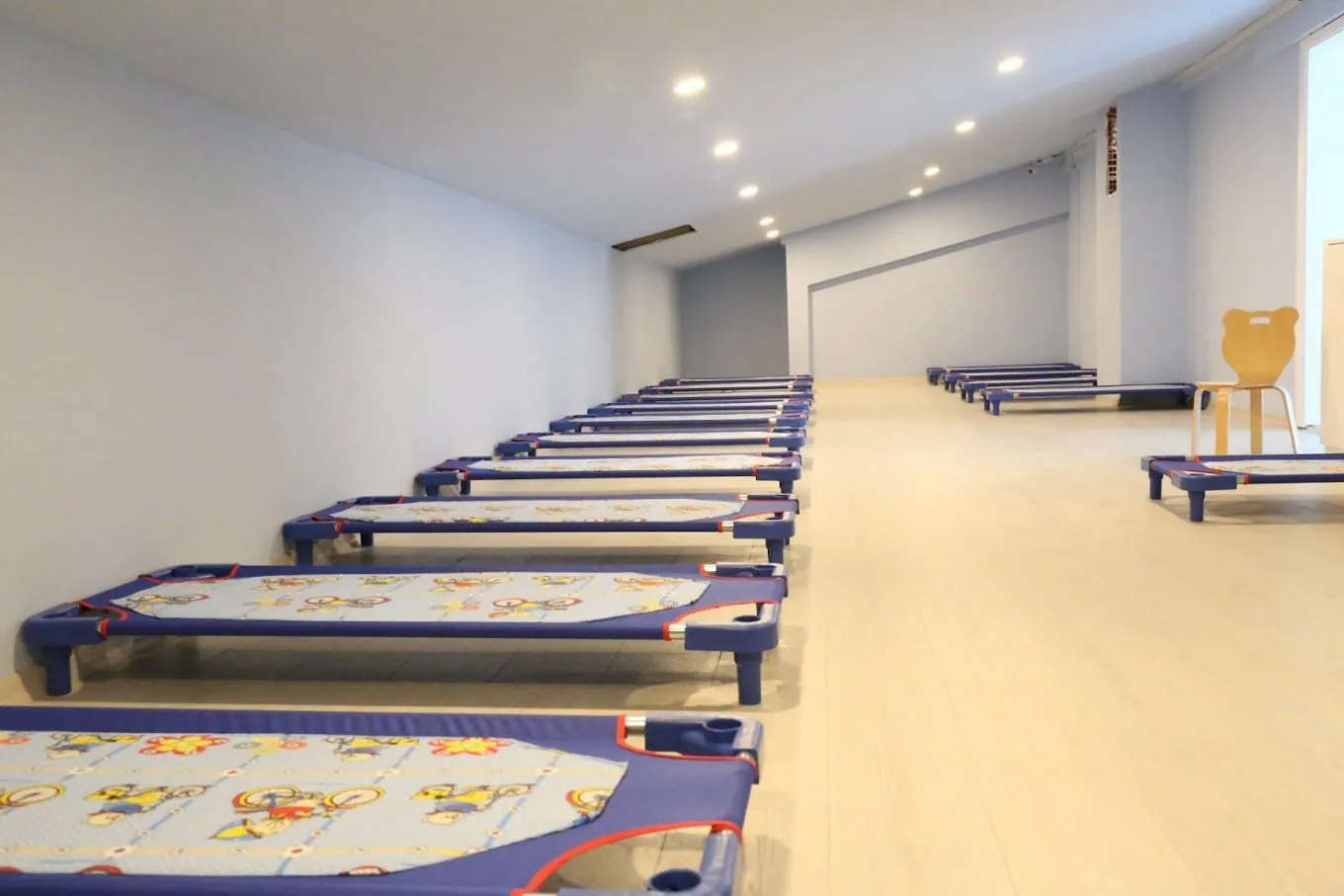The rest room: rows of children's beds